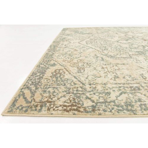  Unique Loom Tuareg Collection Vintage Distressed Traditional Cream Square Rug (8 x 8)