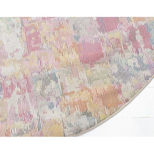  Unique Loom Estrella Collection Colorful Abstract Multi Round Rug (8 x 8)