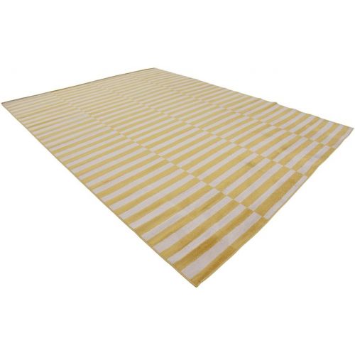  Unique Loom Williamsburg Collection Low Pile Height Casual Striped Yellow Area Rug (9 x 12)