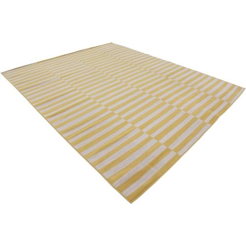  Unique Loom Williamsburg Collection Low Pile Height Casual Striped Yellow Area Rug (9 x 12)