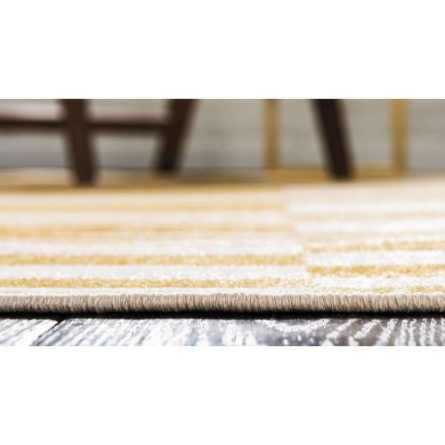  Unique Loom Williamsburg Collection Low Pile Height Casual Striped Yellow Area Rug (9 x 12)