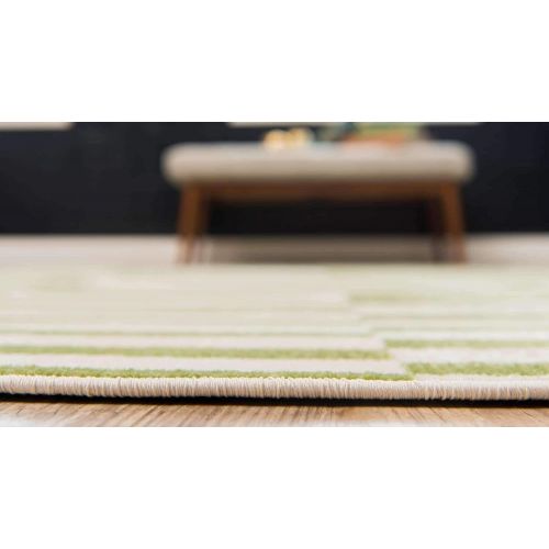  Unique Loom Williamsburg Collection Low Pile Height Casual Striped Yellow Area Rug (9 x 12)