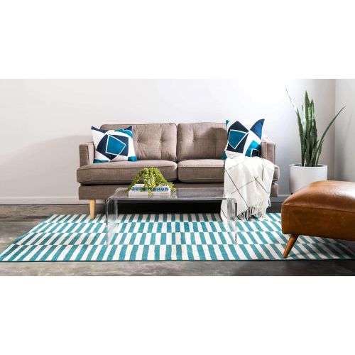  Unique Loom Williamsburg Collection Low Pile Height Casual Striped Yellow Area Rug (9 x 12)