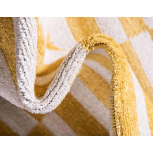  Unique Loom Williamsburg Collection Low Pile Height Casual Striped Yellow Area Rug (9 x 12)