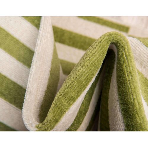  Unique Loom Williamsburg Collection Low Pile Height Casual Striped Yellow Area Rug (9 x 12)