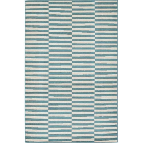  Unique Loom Williamsburg Collection Low Pile Height Casual Striped Yellow Area Rug (9 x 12)