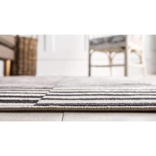  Unique Loom Williamsburg Collection Low Pile Height Casual Striped Yellow Area Rug (9 x 12)