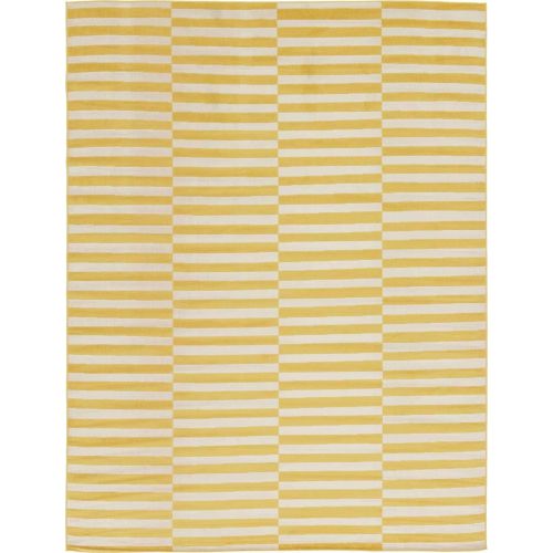  Unique Loom Williamsburg Collection Low Pile Height Casual Striped Yellow Area Rug (9 x 12)