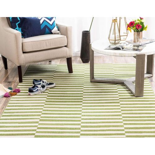  Unique Loom Williamsburg Collection Low Pile Height Casual Striped Yellow Area Rug (9 x 12)