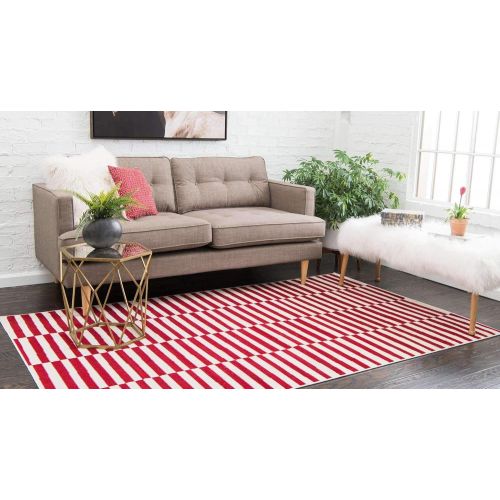  Unique Loom Williamsburg Collection Low Pile Height Casual Striped Yellow Area Rug (9 x 12)