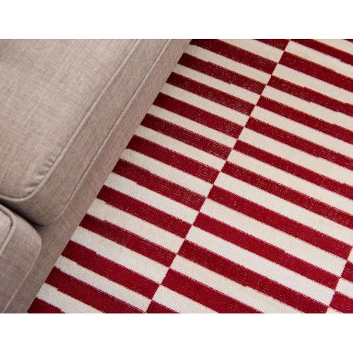  Unique Loom Williamsburg Collection Low Pile Height Casual Striped Yellow Area Rug (9 x 12)