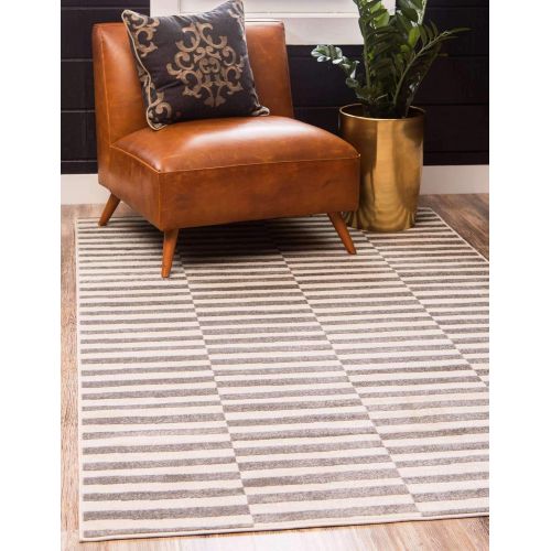  Unique Loom Williamsburg Collection Low Pile Height Casual Striped Yellow Area Rug (9 x 12)