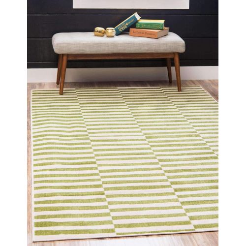  Unique Loom Williamsburg Collection Low Pile Height Casual Striped Yellow Area Rug (9 x 12)