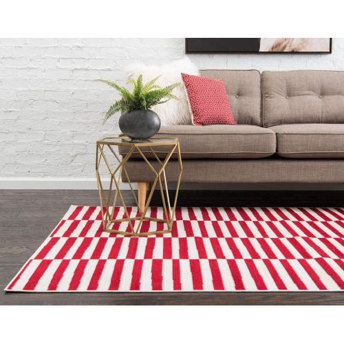  Unique Loom Williamsburg Collection Low Pile Height Casual Striped Yellow Area Rug (9 x 12)