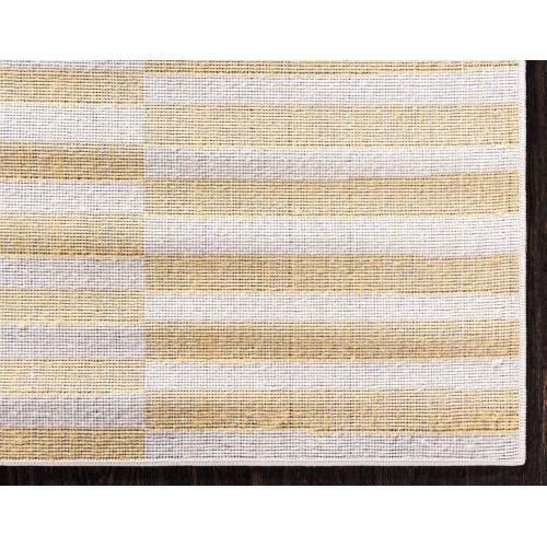  Unique Loom Williamsburg Collection Low Pile Height Casual Striped Yellow Area Rug (9 x 12)