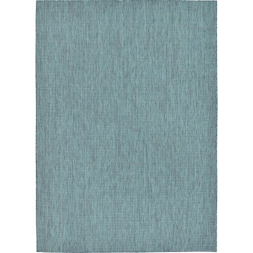  Unique Loom Outdoor Collection Casual Solid Accent Home Decor Teal Area Rug (8 x 11)