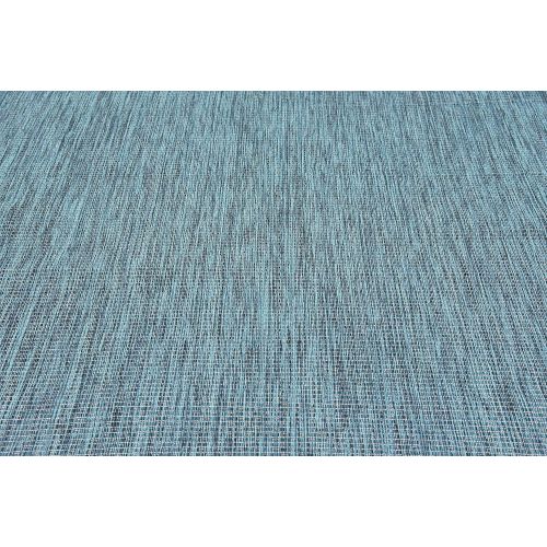  Unique Loom Outdoor Collection Casual Solid Accent Home Decor Teal Area Rug (8 x 11)