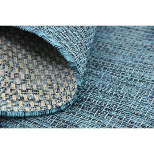  Unique Loom Outdoor Collection Casual Solid Accent Home Decor Teal Area Rug (8 x 11)