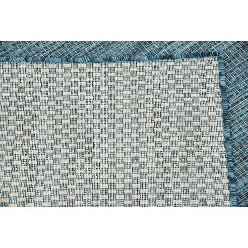  Unique Loom Outdoor Collection Casual Solid Accent Home Decor Teal Area Rug (8 x 11)