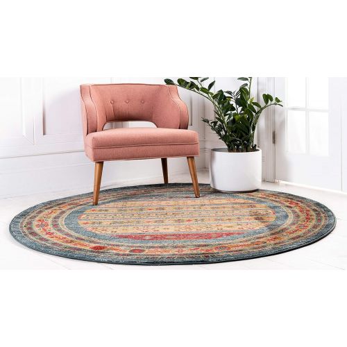  Unique Loom Fars Collection Tribal Modern Casual Blue Area Rug (5 x 8)