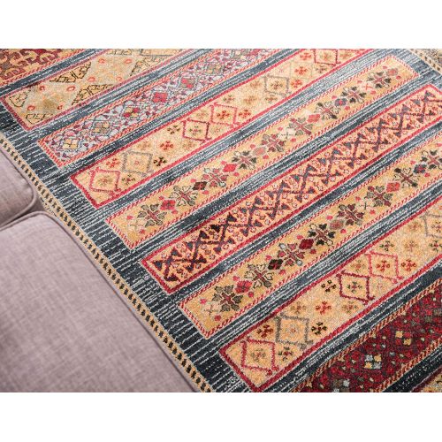  Unique Loom Fars Collection Tribal Modern Casual Blue Area Rug (5 x 8)