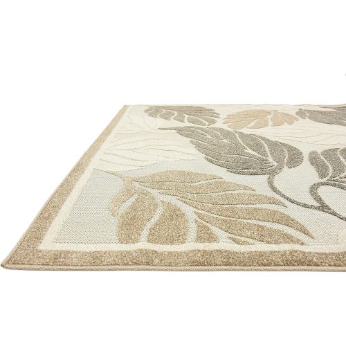  Unique Loom Outdoor Collection Botanical Warm Colors Transitional Beige Area Rug (6 x 9)