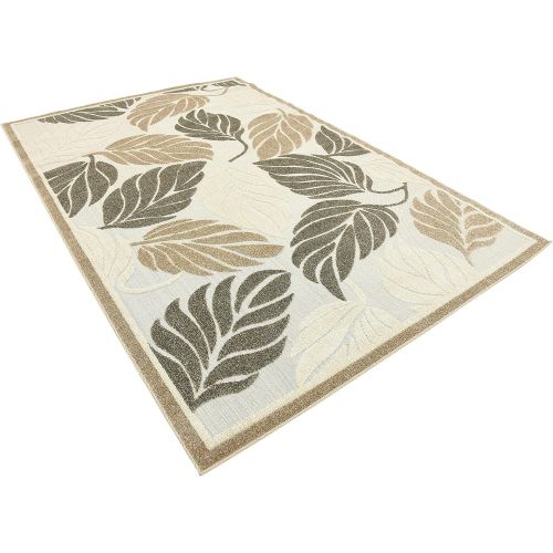  Unique Loom Outdoor Collection Botanical Warm Colors Transitional Beige Area Rug (6 x 9)