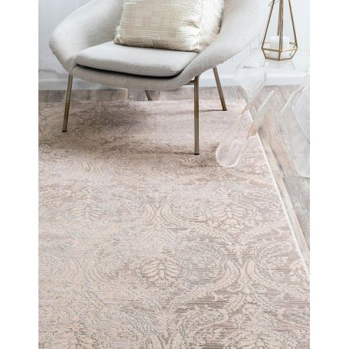  Unique Loom Paris Collection Pastel Tones Traditional Distressed Gray Area Rug (12 x 16)