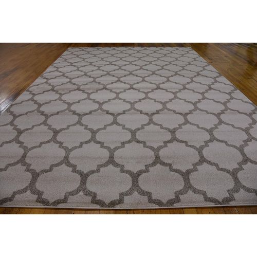  Unique Loom Trellis Collection Moroccan Lattice Beige Area Rug (10 x 13)