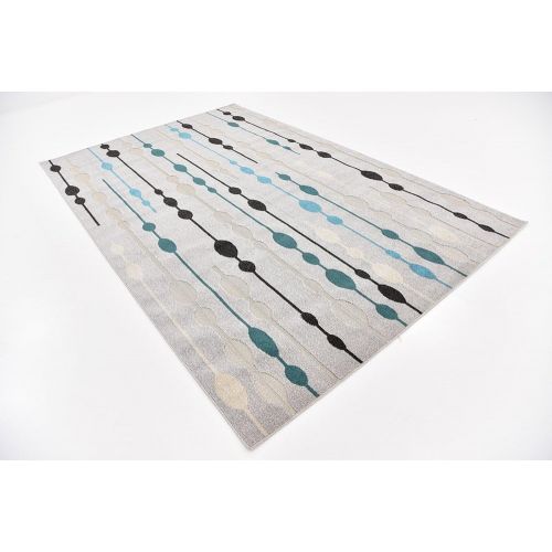  Unique Loom Outdoor Collection Watercolor Abstract Transitional Indoor and Outdoor Multi Round Rug (8 x 8)