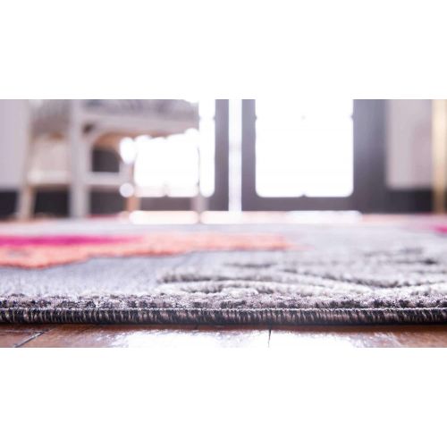  Unique Loom Outdoor Collection Watercolor Abstract Transitional Indoor and Outdoor Multi Round Rug (8 x 8)