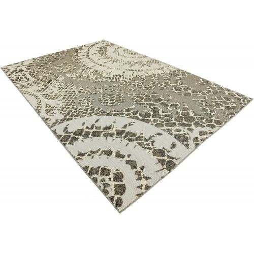  Unique Loom Outdoor Collection Watercolor Abstract Transitional Indoor and Outdoor Multi Round Rug (8 x 8)