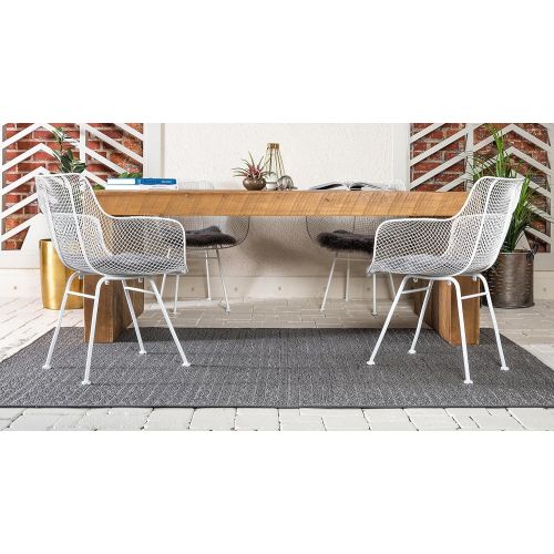  Unique Loom Outdoor Collection Watercolor Abstract Transitional Indoor and Outdoor Multi Round Rug (8 x 8)