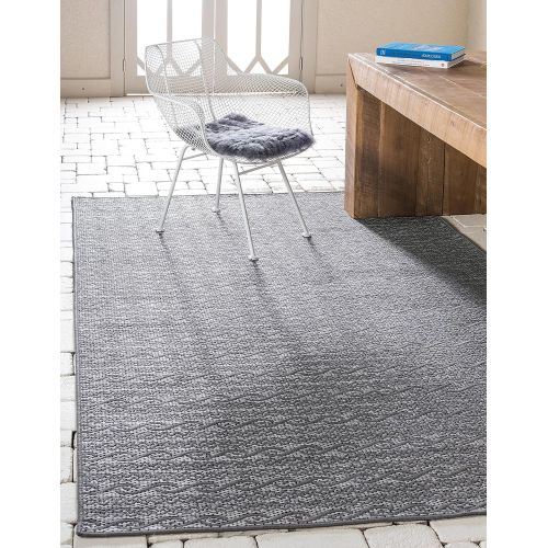  Unique Loom Outdoor Collection Watercolor Abstract Transitional Indoor and Outdoor Multi Round Rug (8 x 8)