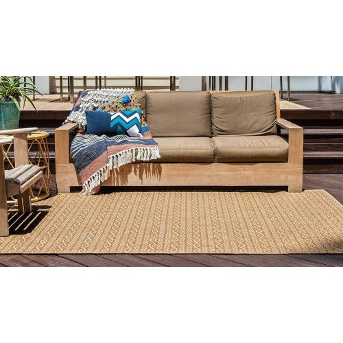  Unique Loom Outdoor Collection Watercolor Abstract Transitional Indoor and Outdoor Multi Round Rug (8 x 8)