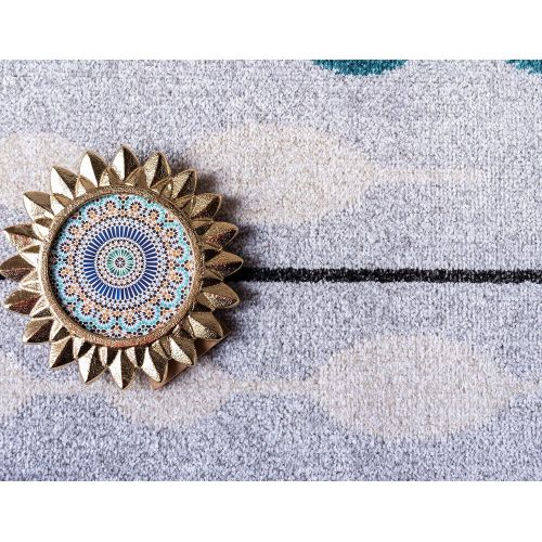  Unique Loom Outdoor Collection Watercolor Abstract Transitional Indoor and Outdoor Multi Round Rug (8 x 8)