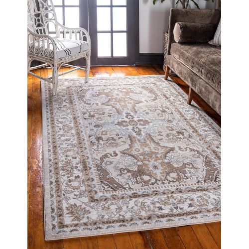  Unique Loom Tradition Collection Floral Medallion Vintage Cream Area Rug (8 x 10)