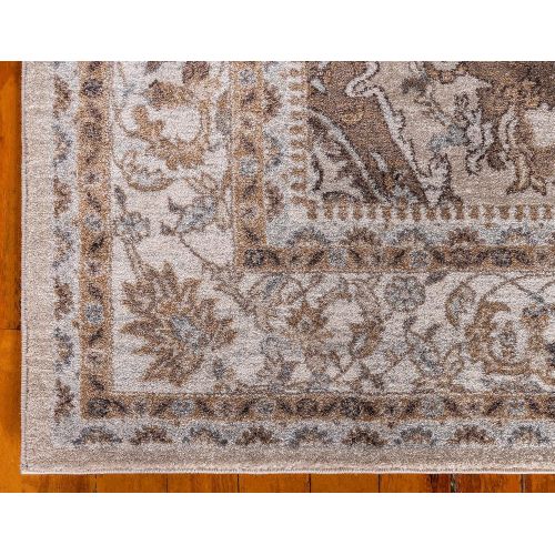  Unique Loom Tradition Collection Floral Medallion Vintage Cream Area Rug (8 x 10)