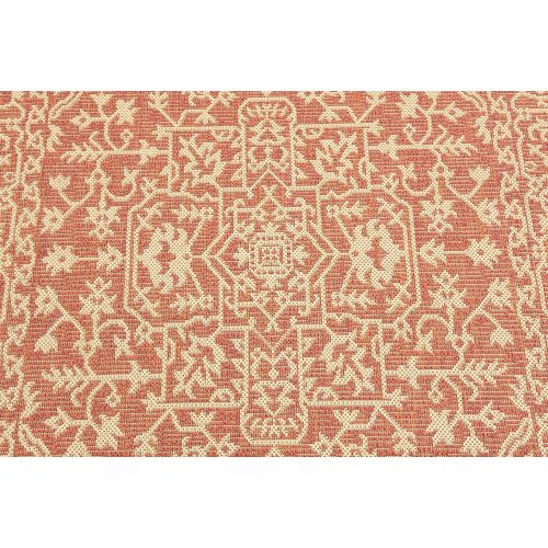  Unique Loom Outdoor Collection Traditional Floral Border Indoor and Outdoor Transitional Terracotta Area Rug (4 x 6)