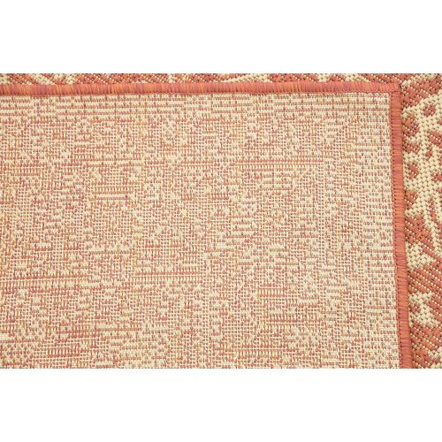  Unique Loom Outdoor Collection Traditional Floral Border Indoor and Outdoor Transitional Terracotta Area Rug (4 x 6)