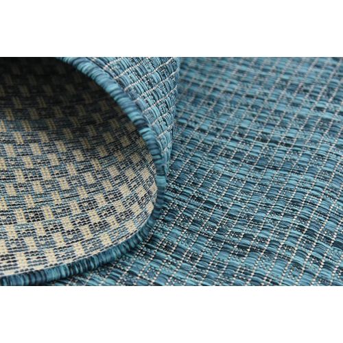  Unique Loom Outdoor Collection Casual Solid Accent Home Decor Teal Area Rug (9 x 12)