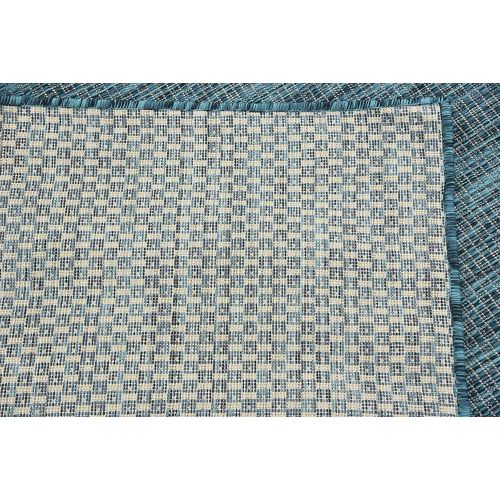  Unique Loom Outdoor Collection Casual Solid Accent Home Decor Teal Area Rug (9 x 12)