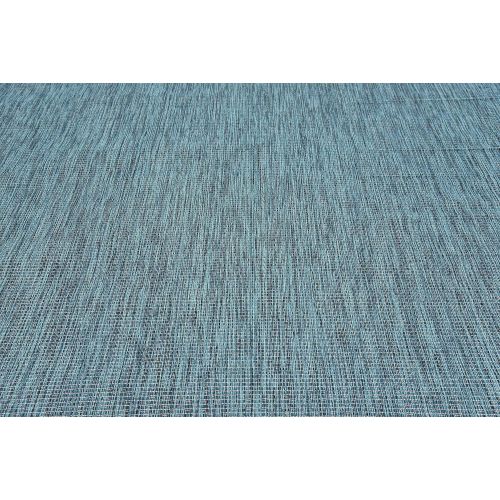  Unique Loom Outdoor Collection Casual Solid Accent Home Decor Teal Area Rug (9 x 12)