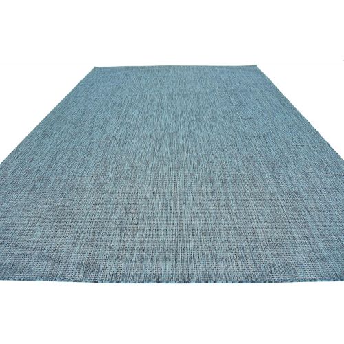  Unique Loom Outdoor Collection Casual Solid Accent Home Decor Teal Area Rug (9 x 12)