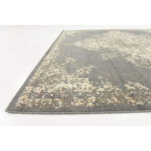  Unique Loom Tuareg Collection Vintage Distressed Traditional Gray Square Rug (8 x 8)