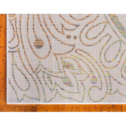  Unique Loom Lyon Collection Modern Abstract Ivory Area Rug (5 x 8)