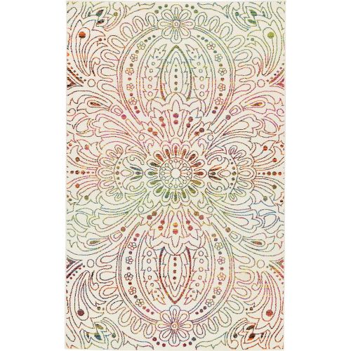  Unique Loom Lyon Collection Modern Abstract Ivory Area Rug (5 x 8)