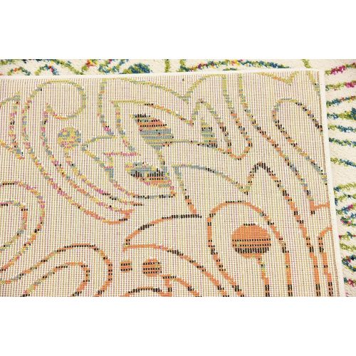  Unique Loom Lyon Collection Modern Abstract Ivory Area Rug (5 x 8)