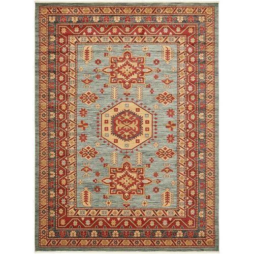  Unique Loom Sahand Collection Traditional Geometric Classic Light Blue Round Rug (6 x 6)