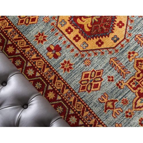  Unique Loom Sahand Collection Traditional Geometric Classic Light Blue Round Rug (6 x 6)